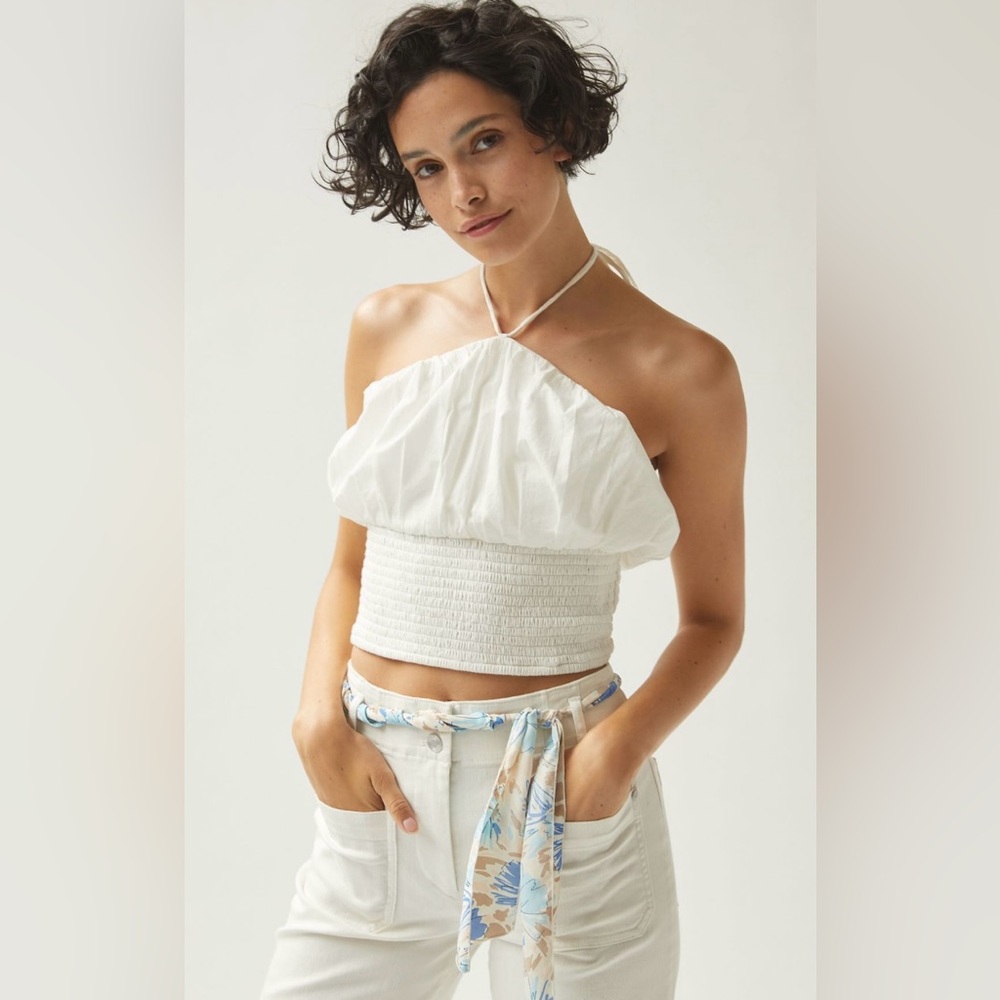 NWT Maeve by Anthropologie White Woven Halter Top - Size Medium